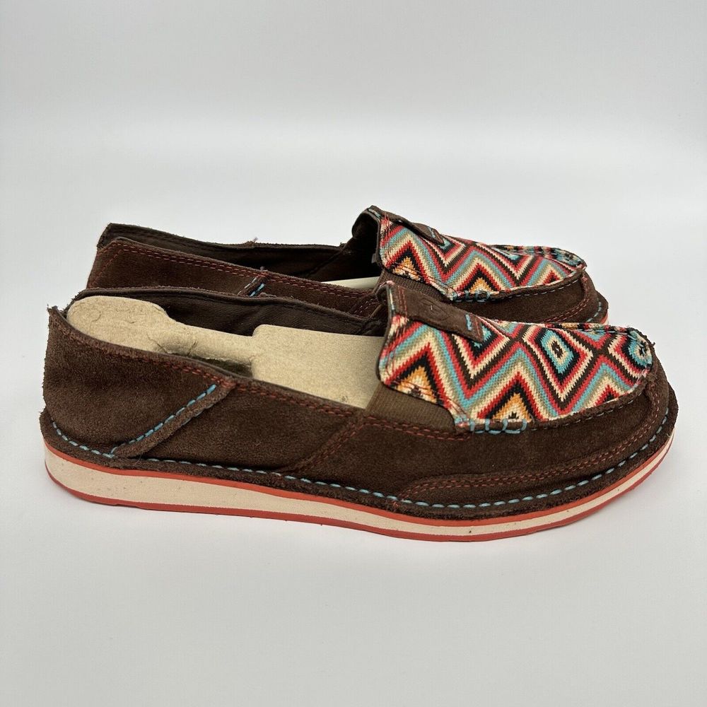 ARIAT Cruiser Shoes Woman’s Palm Brown Serape Leather Loafer Slip On size 9